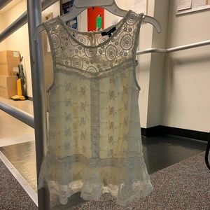 Monteau Cream Lace Tank Top